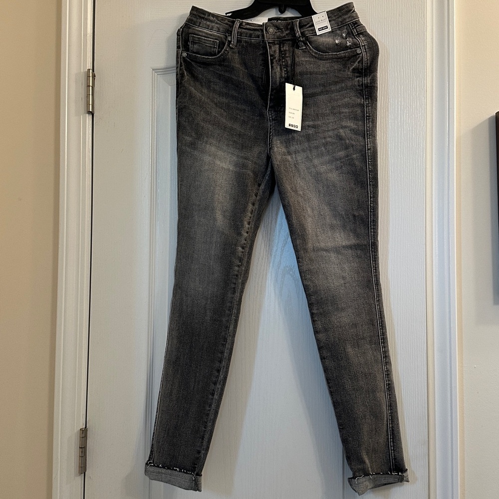 Brand New High Waist Judy Blue Dark Gray Skinny Fit Ankle Jeans 7/28